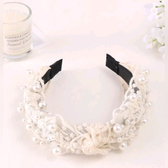 Women's headbands embroidered bohemian style with pearls - Picture 2 of 3